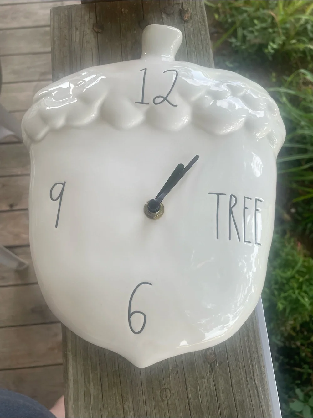 White Acorn Wall Clock by Rae Dunn